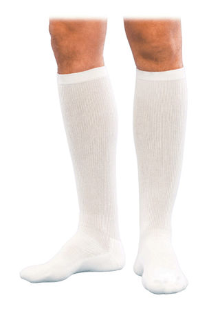 Sigvaris Men's Cushioned Cotton Knee High Socks 15-20mmHg, A, White